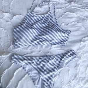 Get and White striped Cupshe bikini set